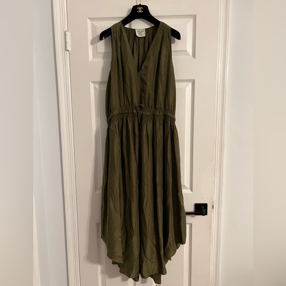 Giada Forte Forte Habutai Silk Self-Tie Empire Dress size 3 Italy Olive Green - Picture 2 of 16